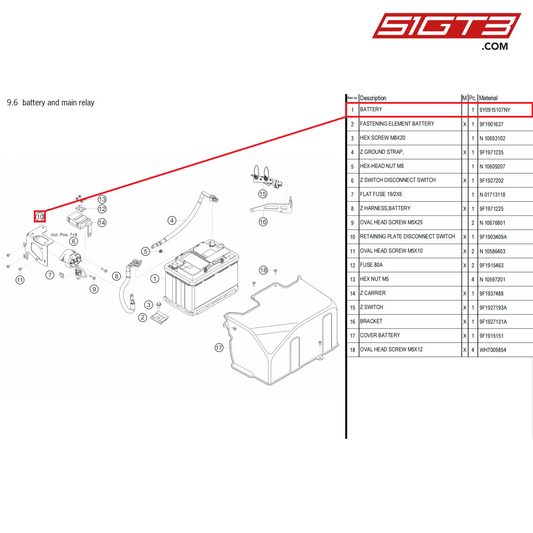 BATTERY - 9Y0915107NY [PORSCHE 911 GT3 Cup Type 992]