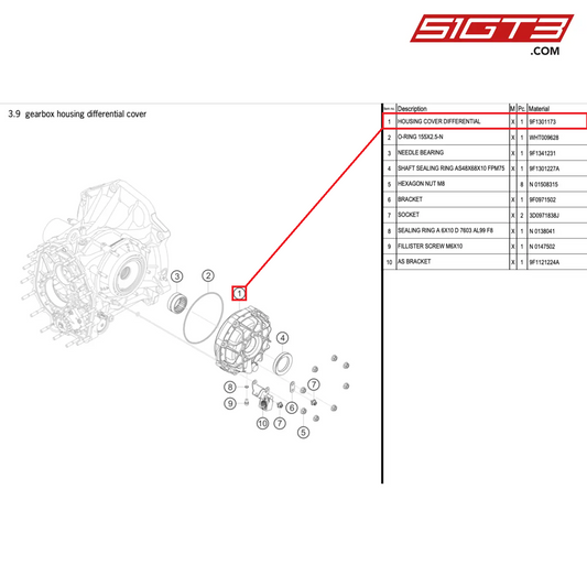 HOUSING COVER DIFFERENTIAL - 9F1301173 [PORSCHE 992.1 GT3 Cup]