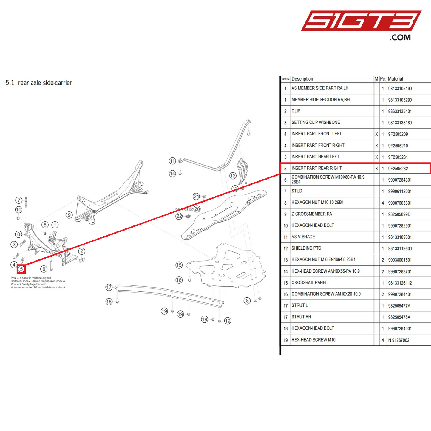 INSERT PART REAR RIGHT - 9F2505282 [PORSCHE 718 Cayman GT4 Clubsport]