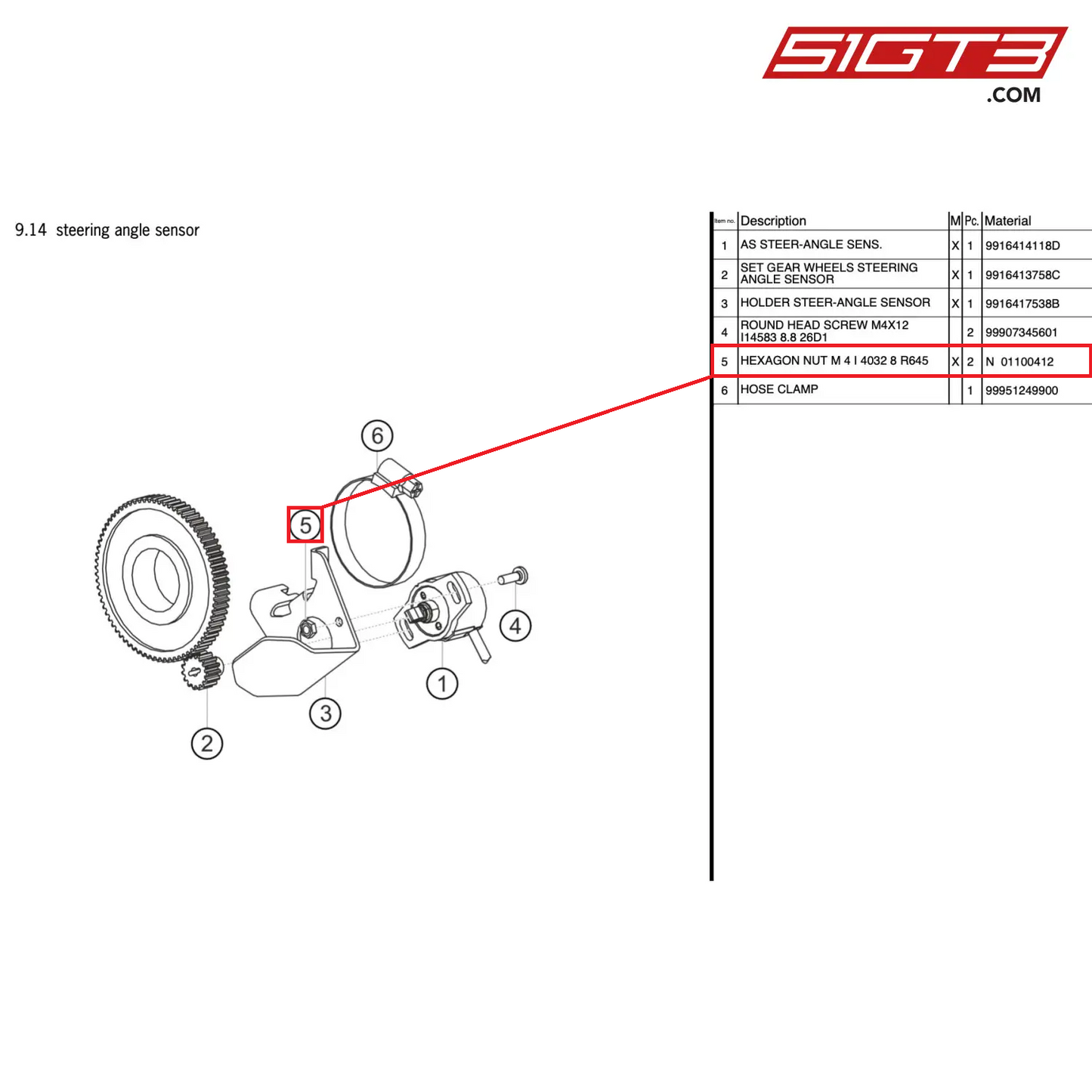 HEXAGON NUT M 4 I 4032 8 R645 - N 01100412 [PORSCHE 911 GT3 Cup Type 991 (GEN 2)]