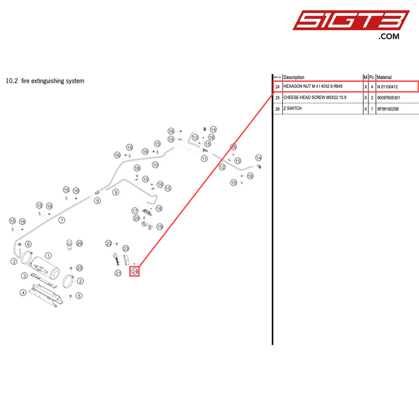 HEXAGON NUT M 4 I 4032 8 R645 - N 01100412 [PORSCHE 718 Cayman GT4 Clubsport]