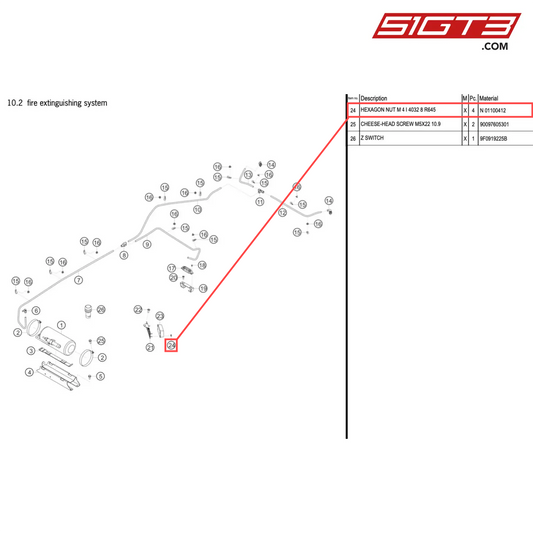 HEXAGON NUT M 4 I 4032 8 R645 - N 01100412 [PORSCHE 718 Cayman GT4 Clubsport]