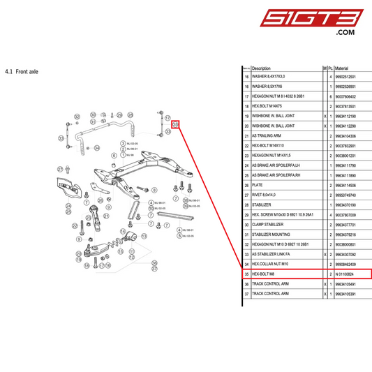 HEX-BOLT M8 - N 01100824 [PORSCHE 996 GT3 Cup]