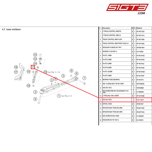 HEX NUT M16 - N  01116417 [PORSCHE 992.1 GT3 Cup]