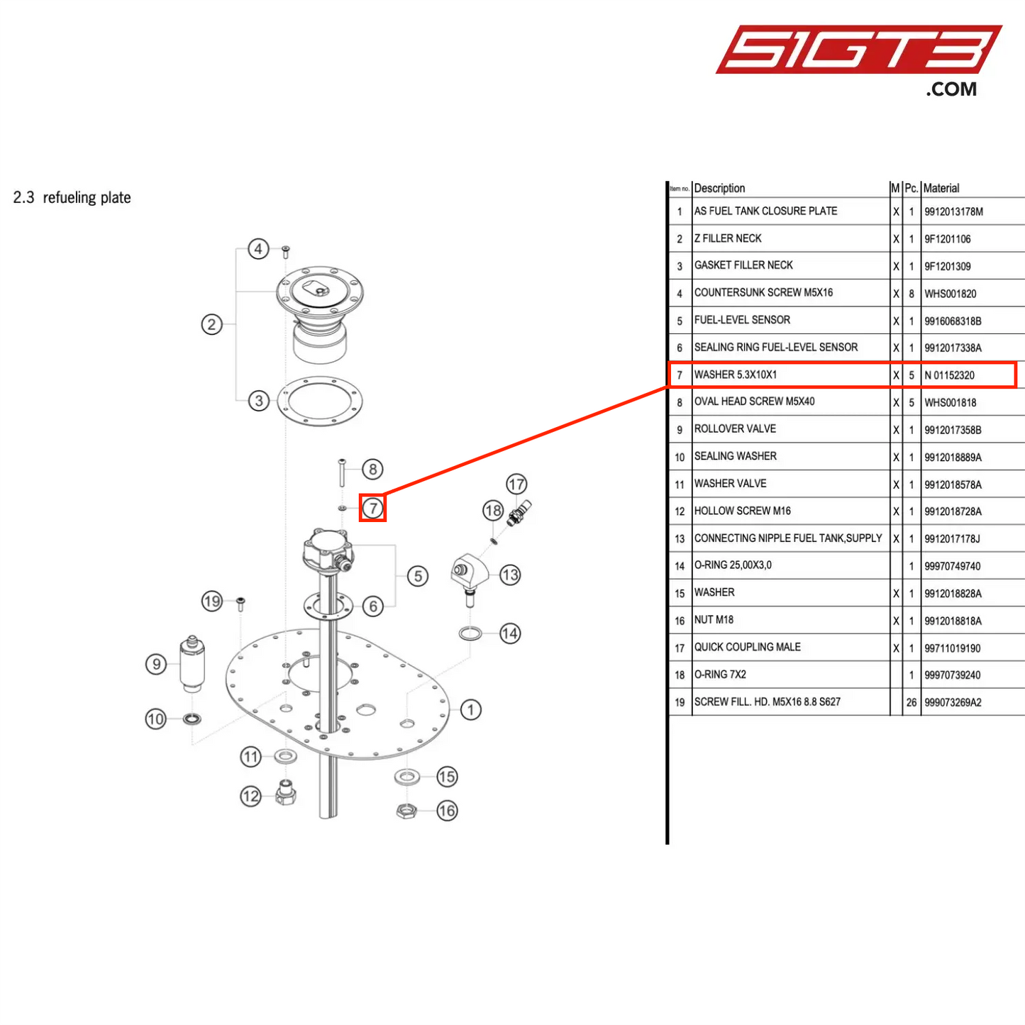 WASHER 5.3X10X1 - N 01152320 [PORSCHE 991.1 GT3 Cup (2017)]