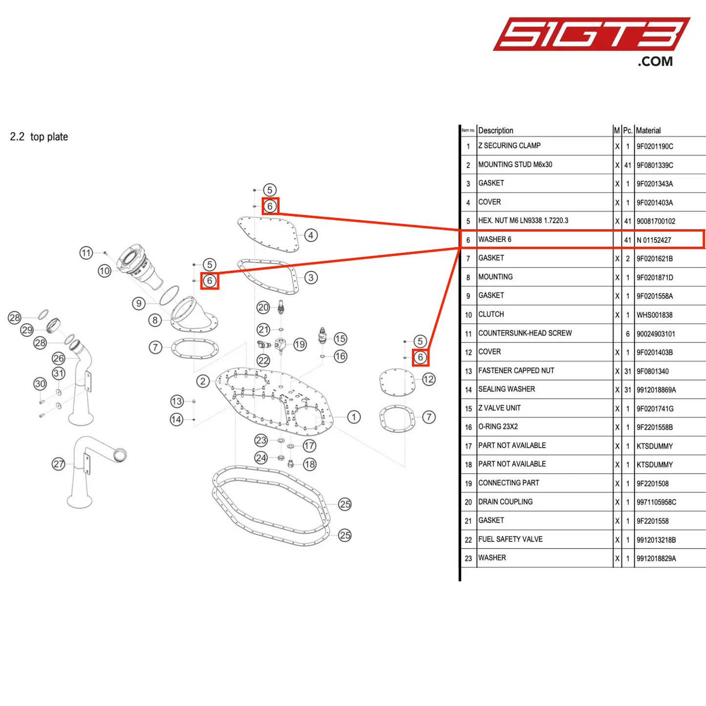 WASHER 6 - N 01152427 [PORSCHE 911 GT3 R Type 991 (GEN 2)]