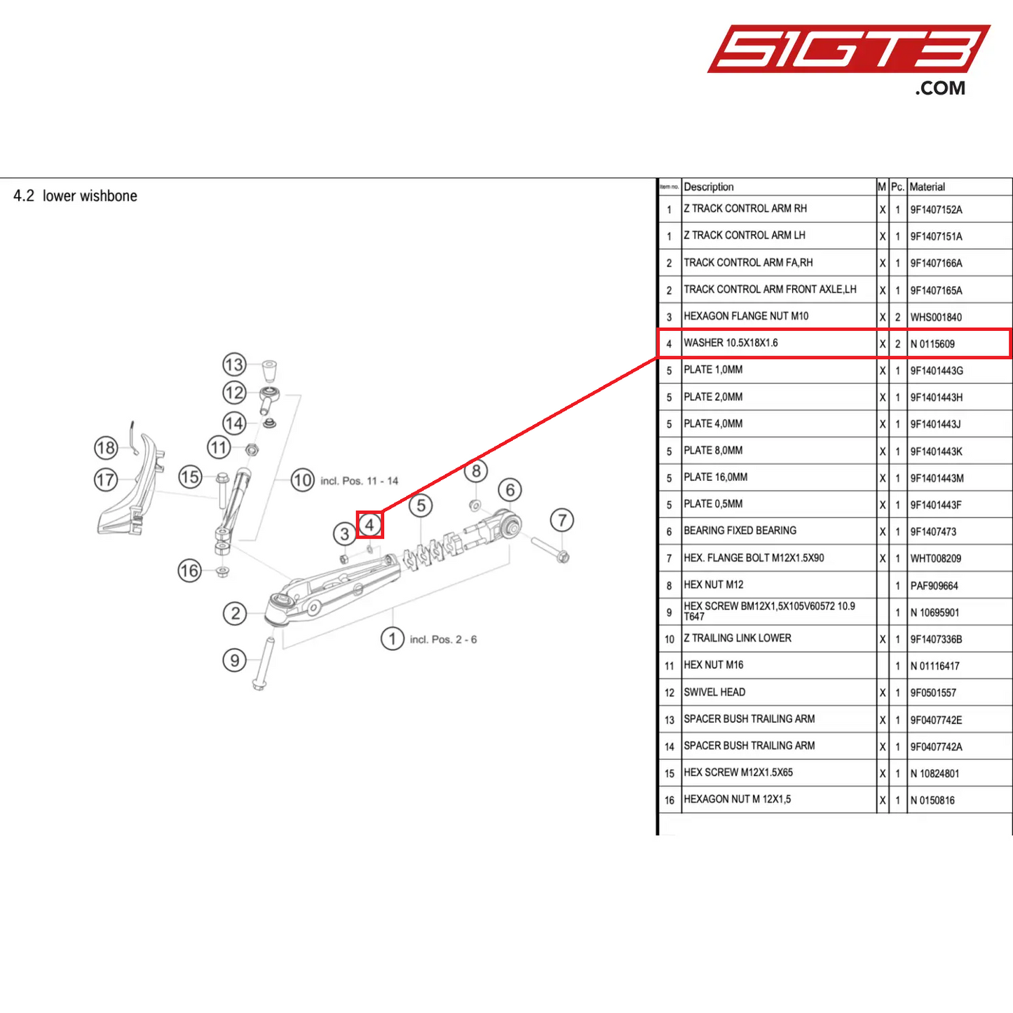 WASHER 10.5X18X1.6 - N  0115609 [PORSCHE 911 GT3 Cup Type 992]