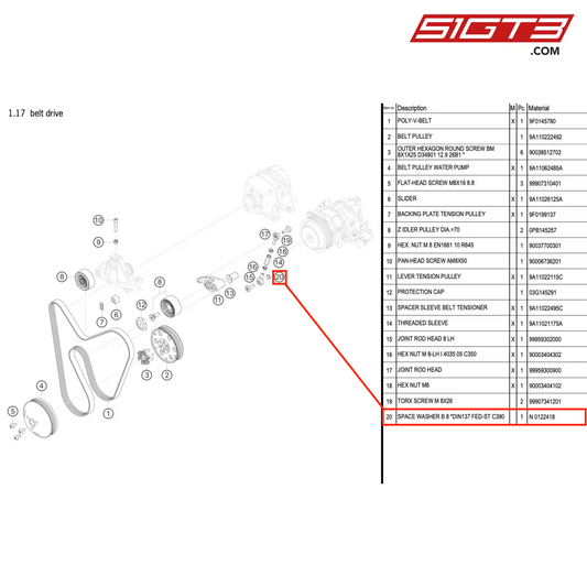 SPACE WASHER B 8 *DIN137 FED-ST C390 - N-0122418 [PORSCHE 911 GT3 R Type 991 (GEN 2)]