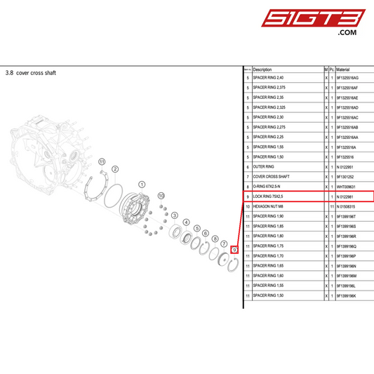 LOCK RING 75X2,5 - N  0122981 [PORSCHE 992.1 GT3 Cup]