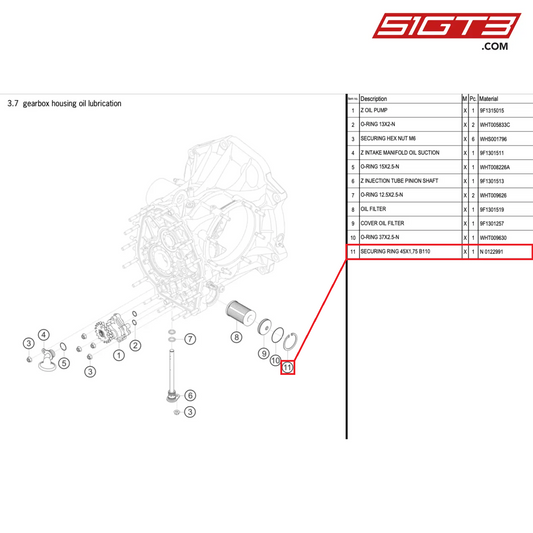 SECURING RING 45X1,75 B110 - N  0122991 [PORSCHE 992.1 GT3 Cup]