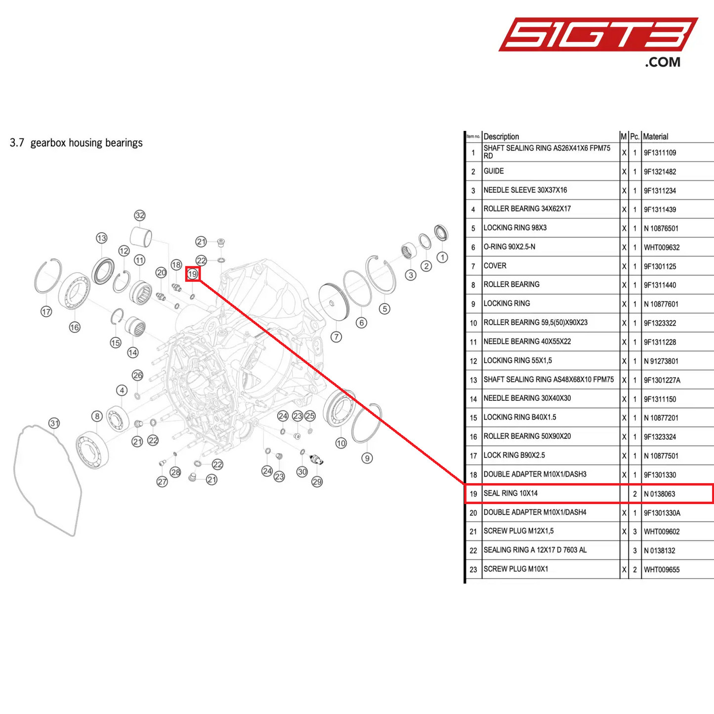 SEAL RING 10X14 - N  0138063 [PORSCHE 992.1 GT3 R]