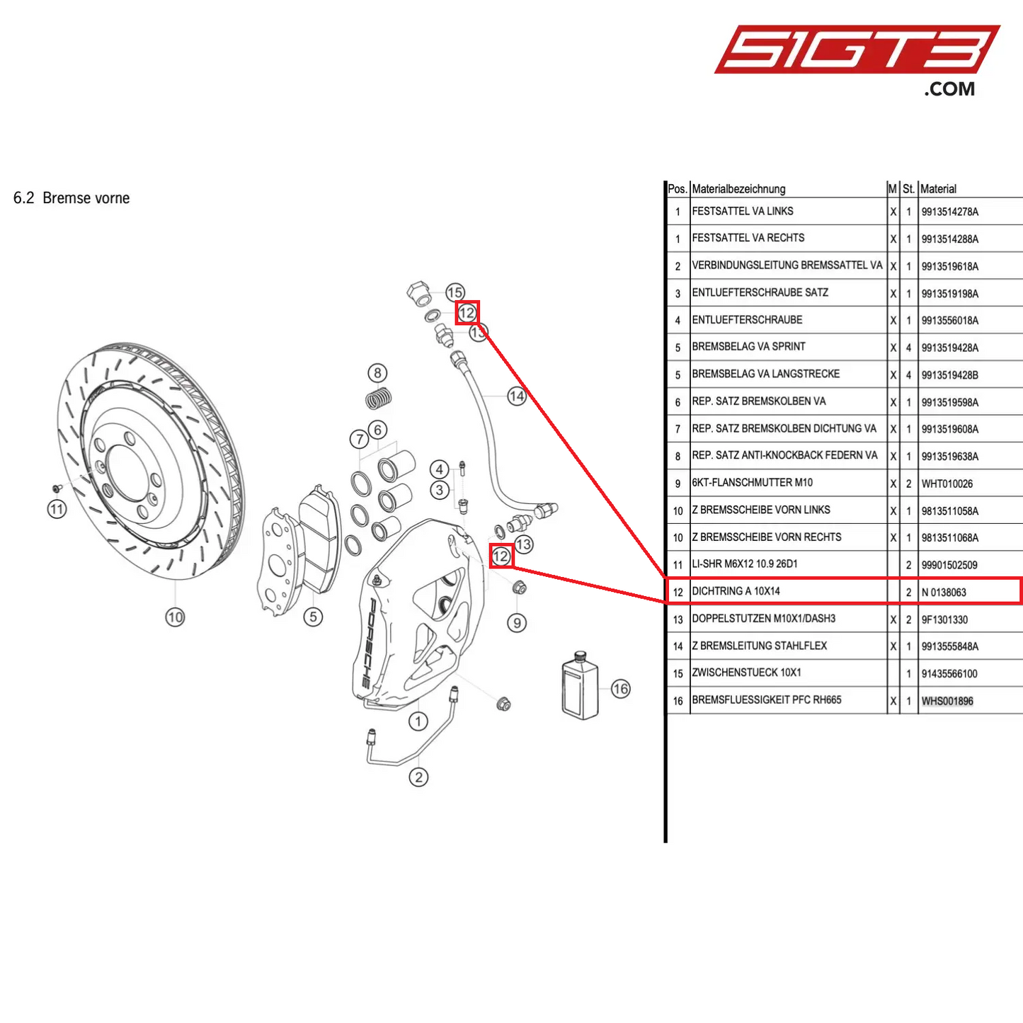 SEAL RING 10X14 - N 0138063 [PORSCHE Cayman 981 GT4 Clubsport]