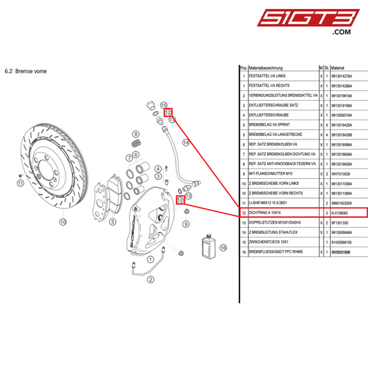 SEAL RING 10X14 - N 0138063 [PORSCHE Cayman 981 GT4 Clubsport]