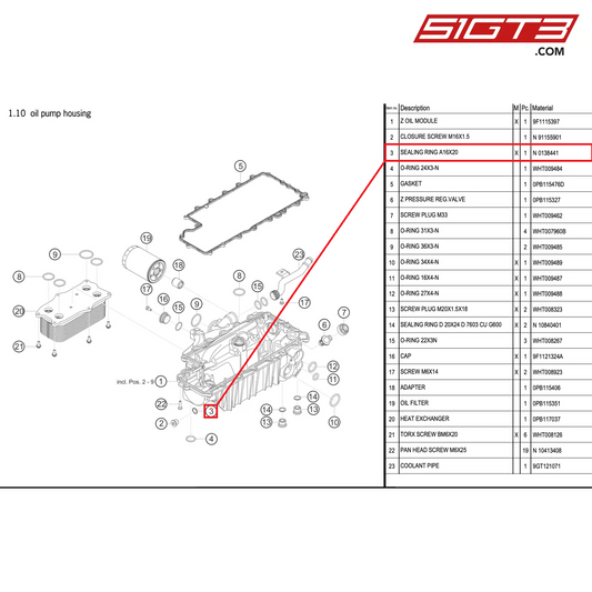 SEALING RING A16X20 - N  0138441 [PORSCHE 992.1 GT3 Cup]