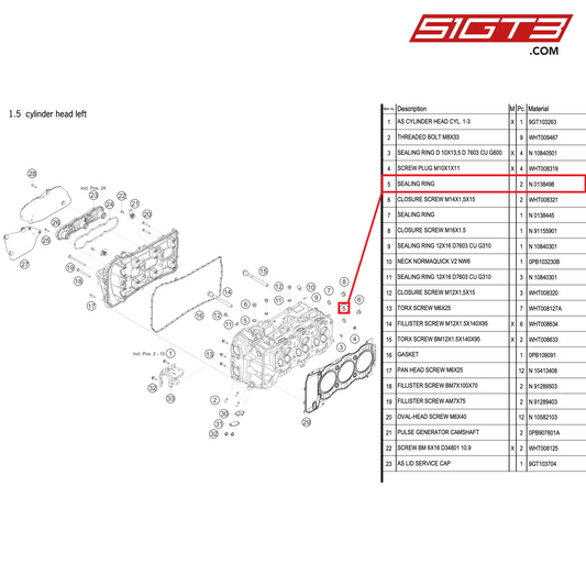 SEALING RING - N  0138498 [PORSCHE 992.1 GT3 Cup]