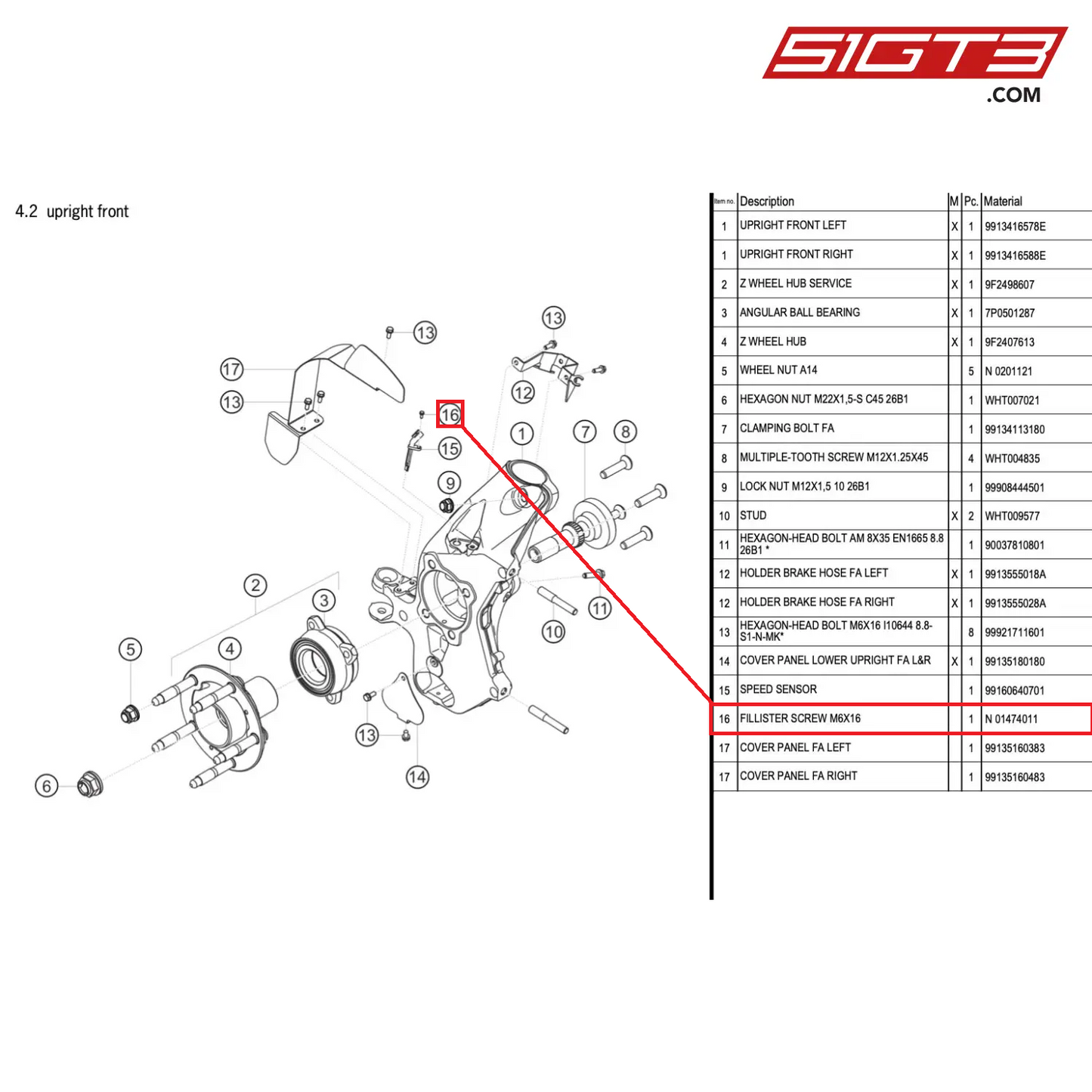 FILLISTER SCREW M6X16 - N  01474011 [PORSCHE 718 Cayman GT4 RS Clubsport]