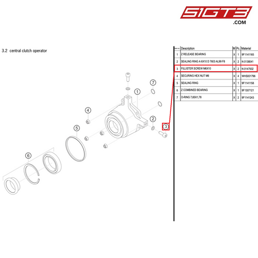 FILLISTER SCREW M6X10 - N 0147502 [PORSCHE 991.1 GT3 Cup (2017)]