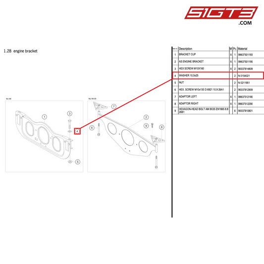 WASHER 10,5x25 - N 0154021 [PORSCHE 996 GT3 Cup]