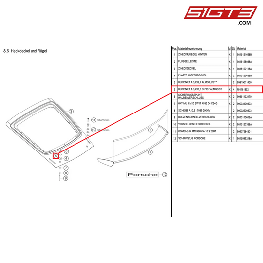 BLIND RIVETED BOLT A 3,2X6,0 D - N 0161852 [PORSCHE Cayman 981 GT4 Clubsport]