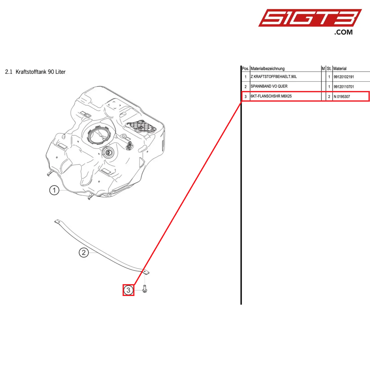 SCREW M8X25 - N 0195307 [PORSCHE Cayman 981 GT4 Clubsport]