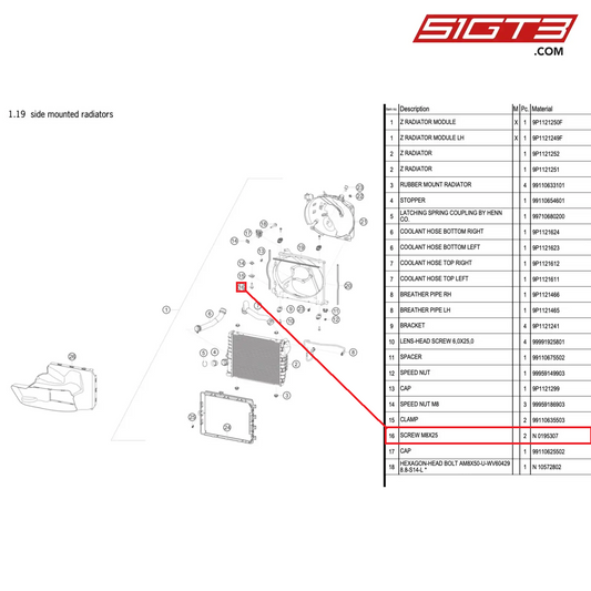 SCREW M8X25 - N 0195307 [PORSCHE 991.1 GT3 Cup (2017)]