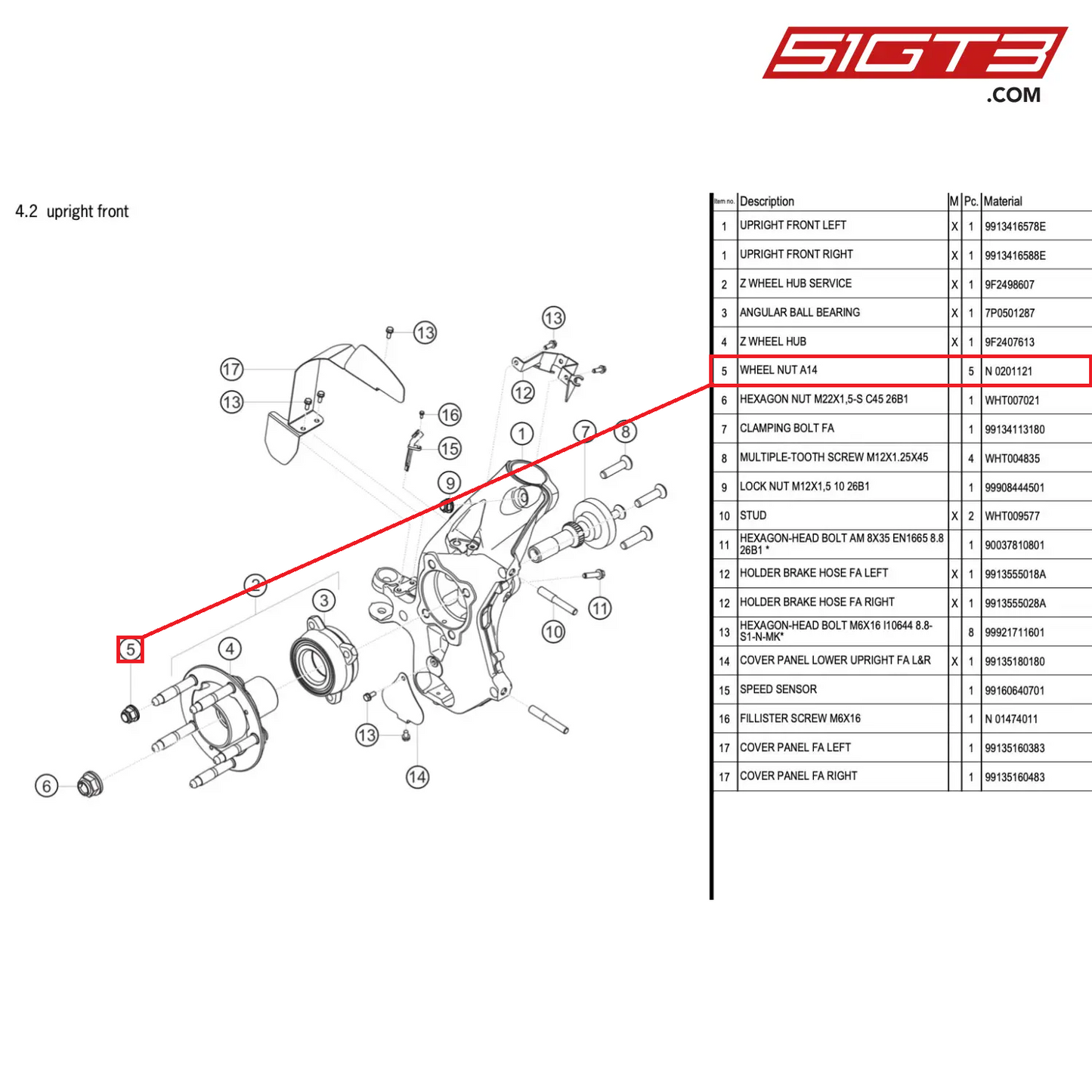 WHEEL NUT A14 - N  0201121 [PORSCHE 718 Cayman GT4 RS Clubsport]