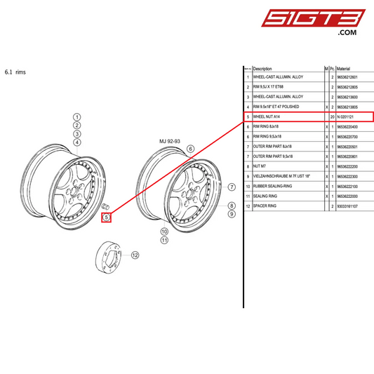 WHEEL NUT A14 - N 0201121 [PORSCHE 964 Cup]