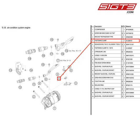 FASTENING CLAMP - N  0206015 [PORSCHE 992.1 GT3 R]