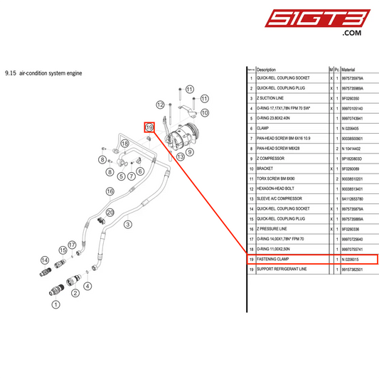 FASTENING CLAMP - N 0206015 [PORSCHE 991.2 GT3 R]