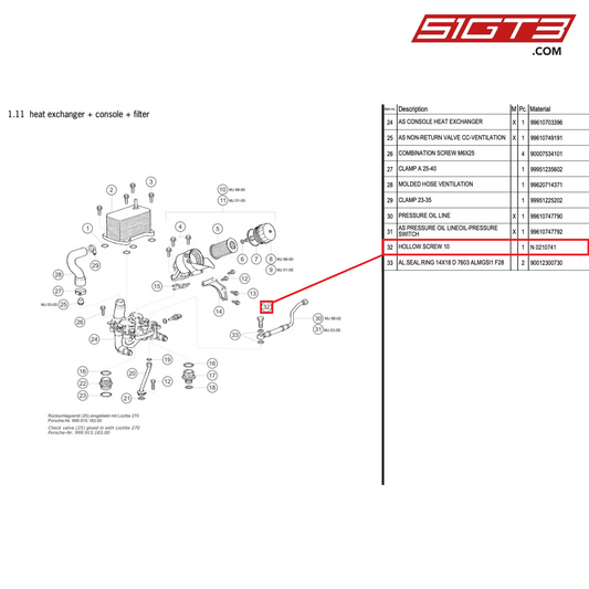 HOLLOW SCREW 10 - N 0210741 [PORSCHE 996 GT3 Cup]