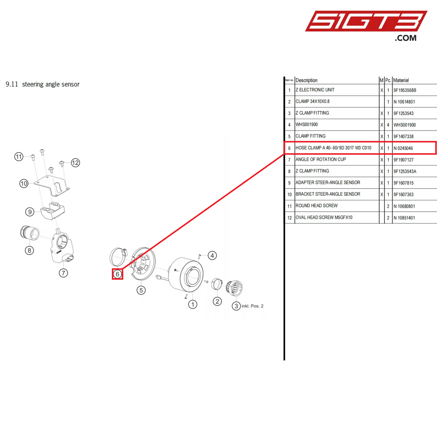 HOSE CLAMP A 40- 60/ 9D 3017 W3 C010 - N  0245046 [PORSCHE 911 GT3 Cup Type 992]