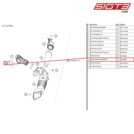 HOSE CLAMP A-80-100X9X0.5 - N  0245085 [PORSCHE 718 Cayman GT4 Clubsport]