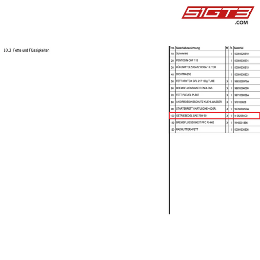 TRANSMISSION OIL - N 052554C0 [PORSCHE 997.1 GT3 R]