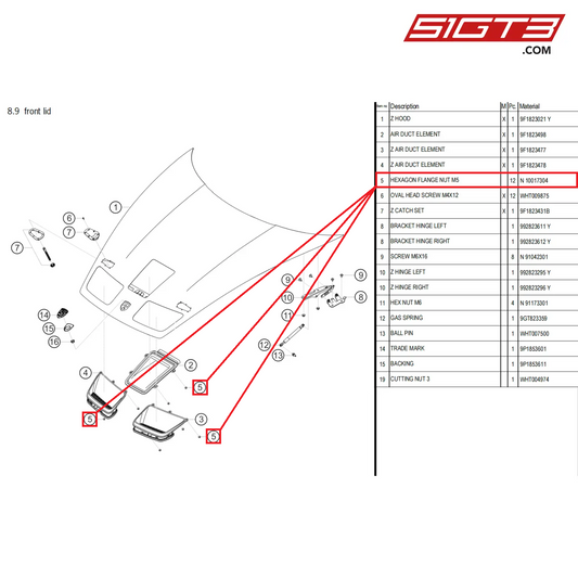HEXAGON FLANGE NUT M5 - N  10017304 [PORSCHE 992.1 GT3 Cup]