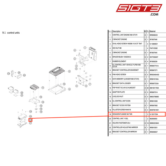 HEXAGON FLANGE NUT M5 - N  10017304 [PORSCHE 992.1 GT3 R]