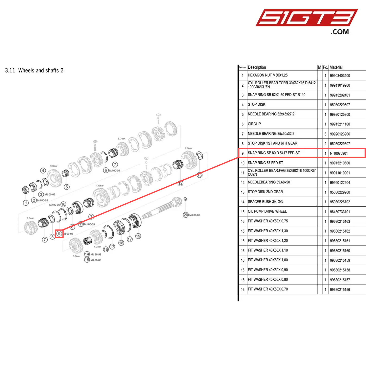 SNAP RING SP 80 D 5417 FED-ST - N 10070901 [PORSCHE 996 GT3 Cup]