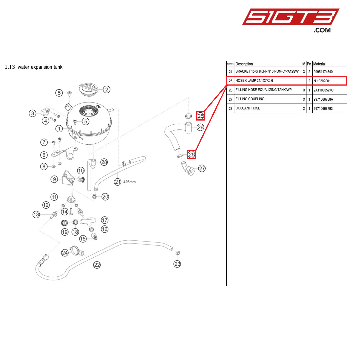 HOSE CLAMP 24.1X7X0.6 - N 10202001 [PORSCHE 911 GT3 R Type 991 (GEN 2)]