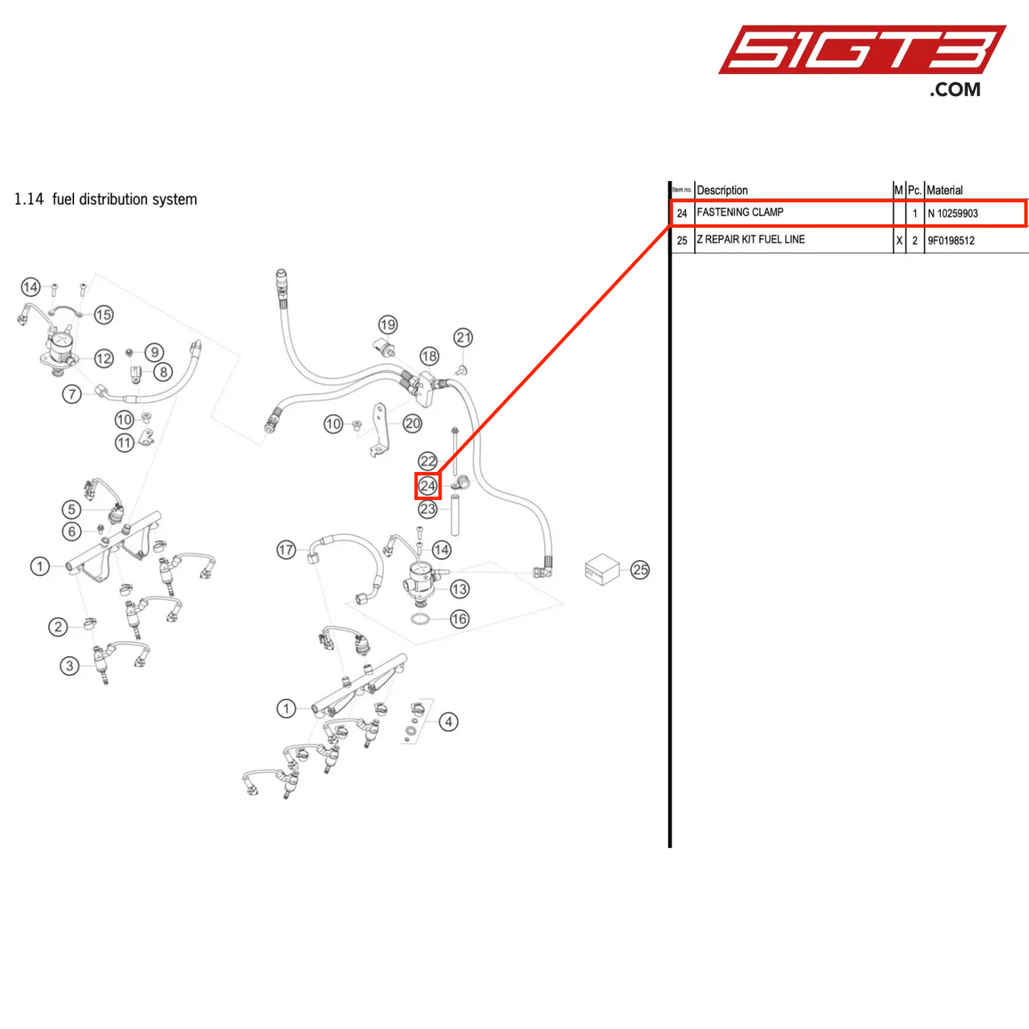 FASTENING CLAMP - N 10259903 [PORSCHE 911 GT3 R Type 991 (GEN 2)]