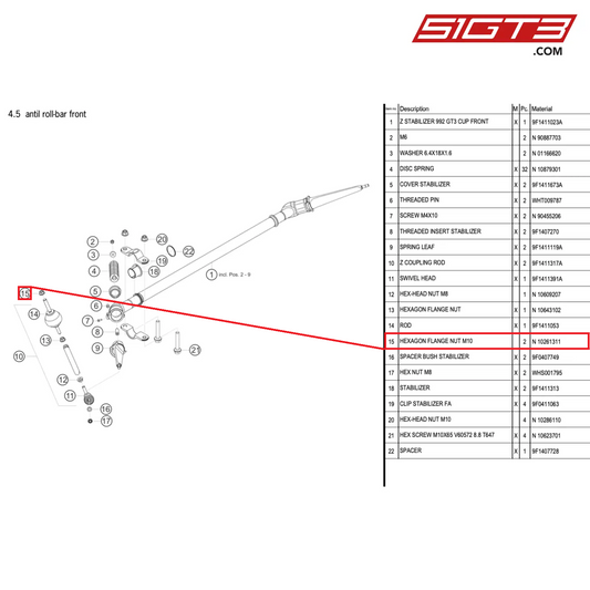 HEXAGON FLANGE NUT M10 - N  10261311 [PORSCHE 992.1 GT3 Cup]