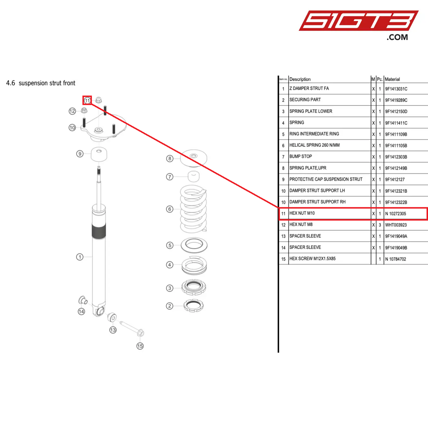 HEX NUT M10 - N  10272305 [PORSCHE 911 GT3 Cup Type 992]