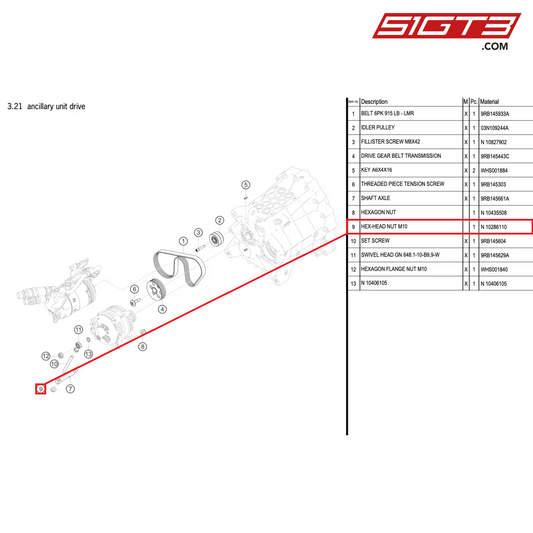 HEX-HEAD NUT M10 - N  10286110 [PORSCHE 992.1 GT3 R]