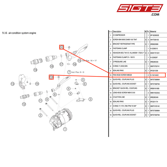 PAN-HEAD SCREW M8X28 - N  10414402 [PORSCHE 992.1 GT3 R]