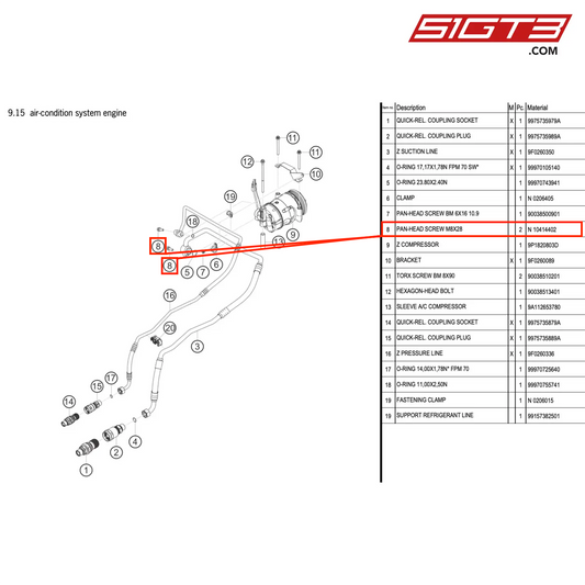 PAN-HEAD SCREW M8X28 - N-10414402 [PORSCHE 991.2 GT3 R]