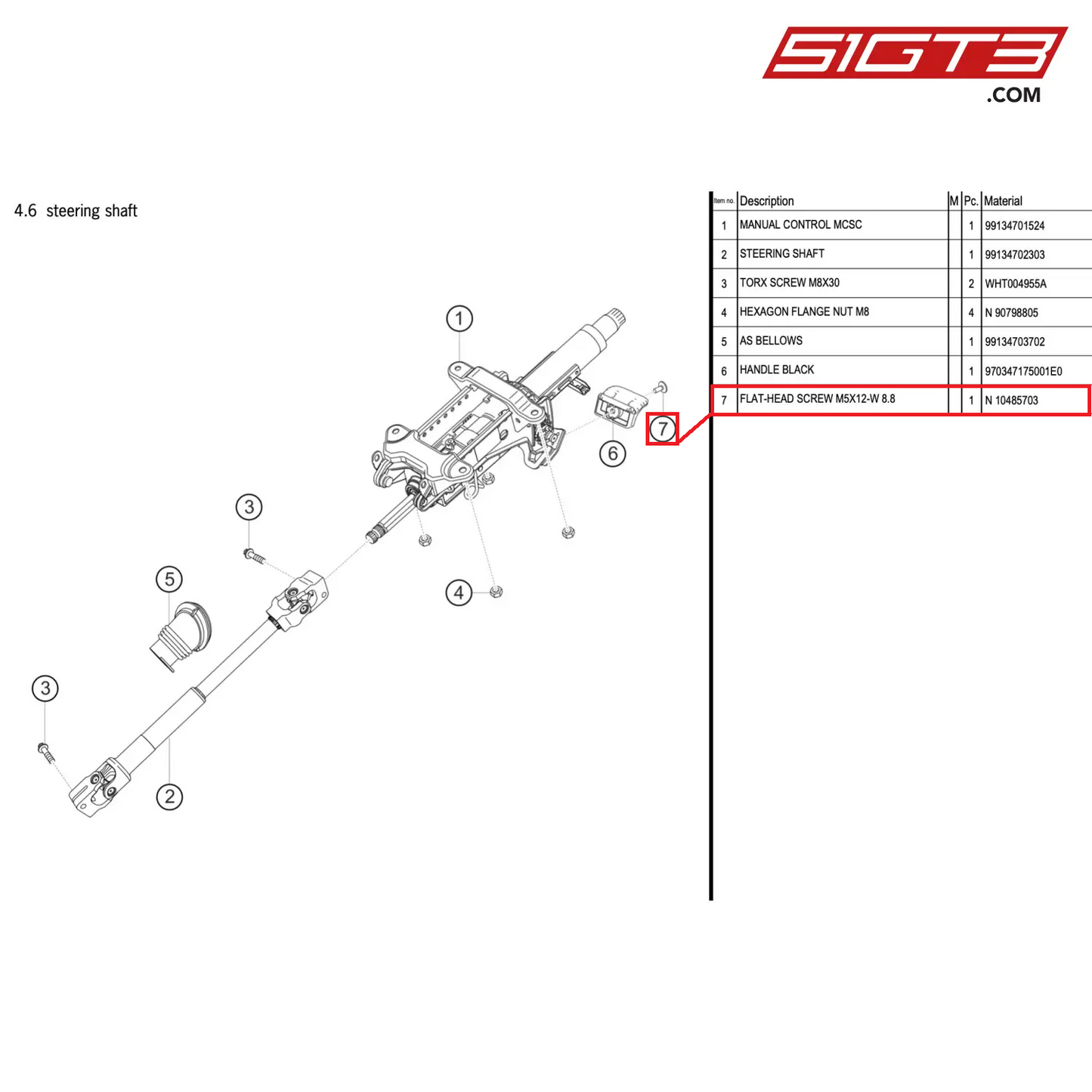 FLAT-HEAD SCREW M5X12-W 8.8 - N  10485703 [PORSCHE 911 GT2 RS Clubsport]