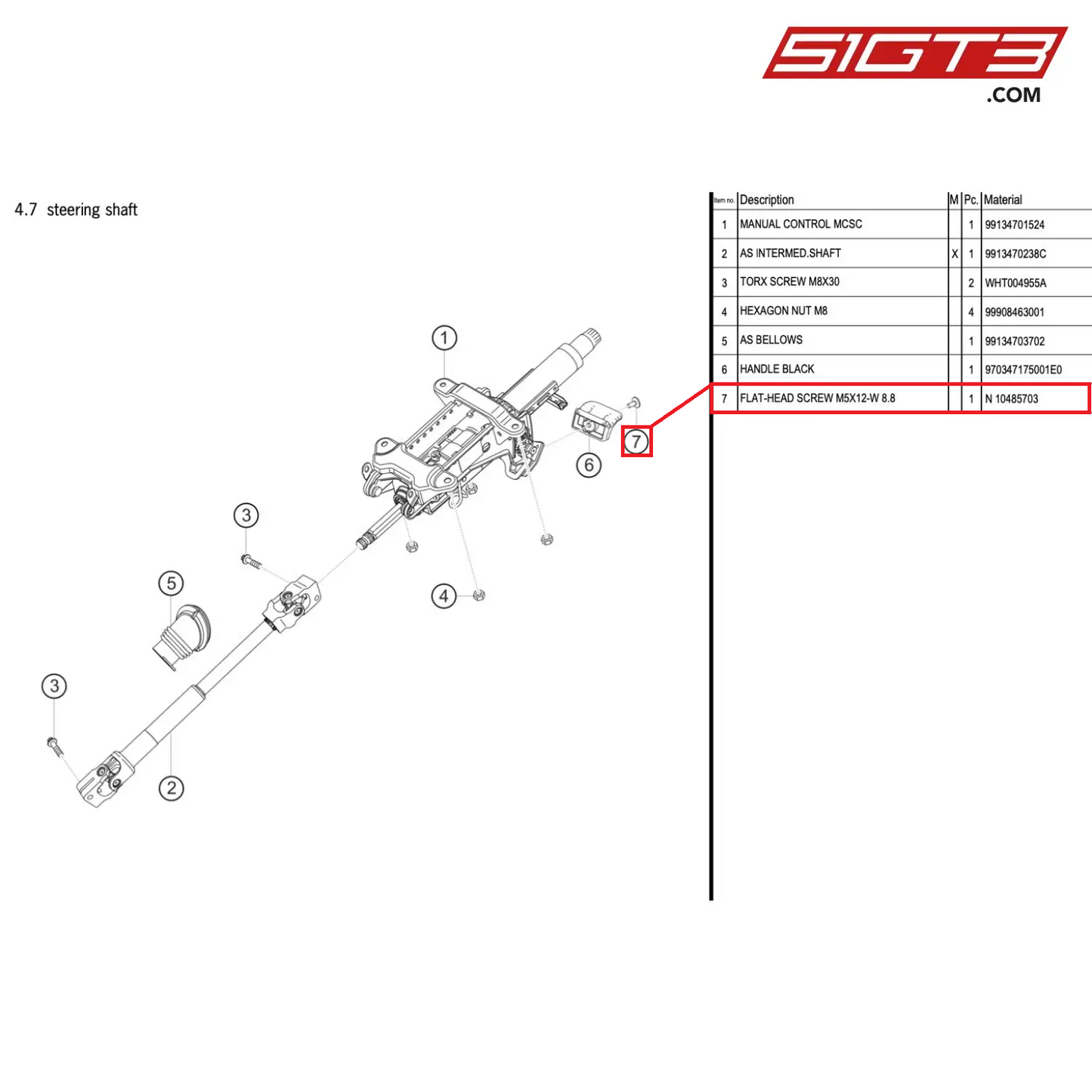 FLAT-HEAD SCREW M5X12-W 8.8 - N 10485703 [PORSCHE 991.1 GT3 Cup (2017)]