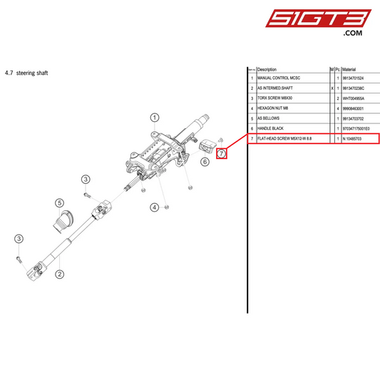 FLAT-HEAD SCREW M5X12-W 8.8 - N 10485703 [PORSCHE 991.1 GT3 Cup (2017)]