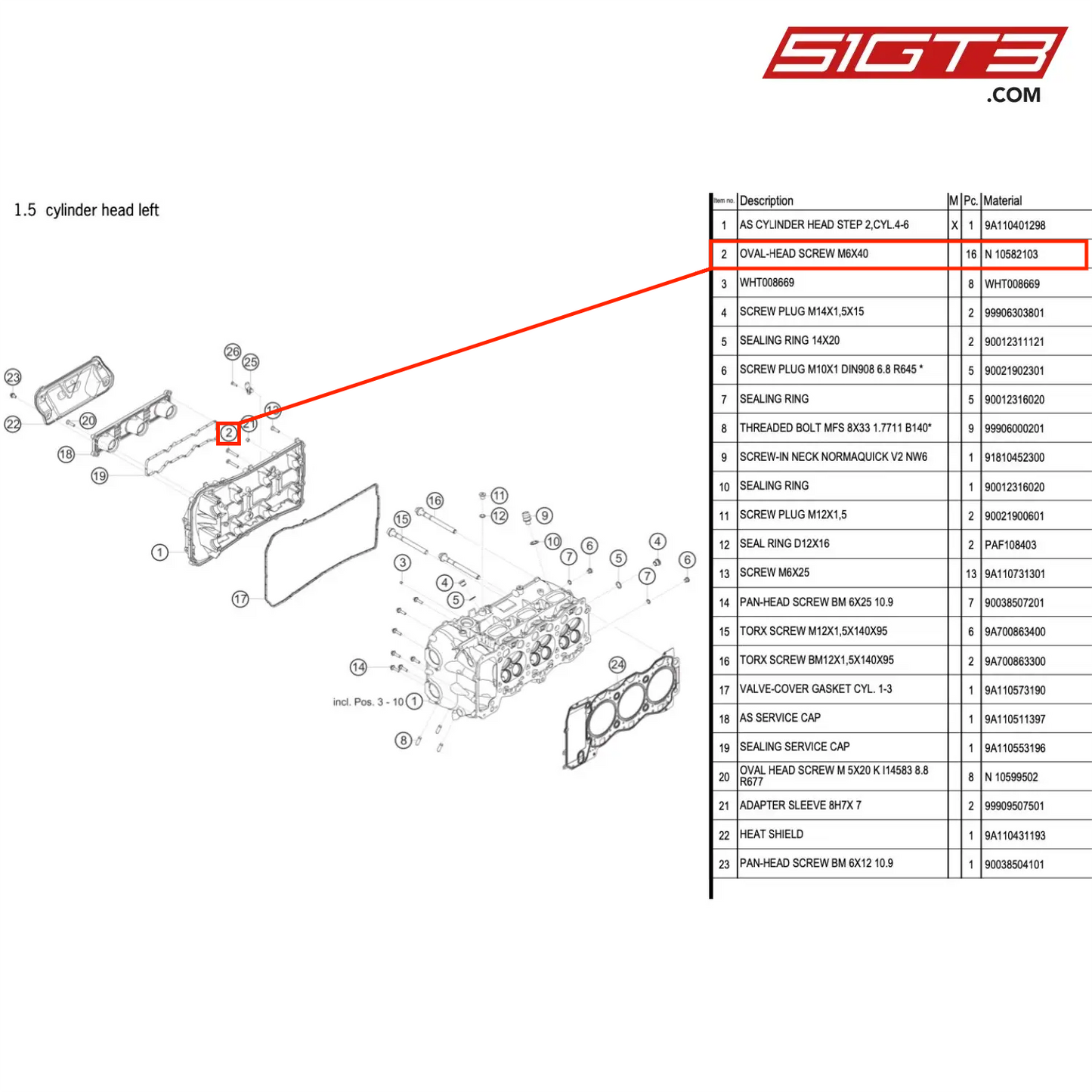 OVAL-HEAD SCREW M6X40 - N 10582103 [PORSCHE 991.1 GT3 Cup (2017)]