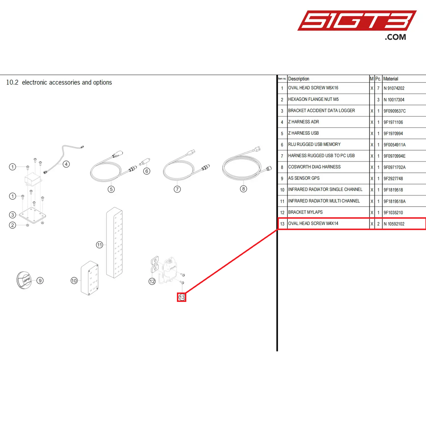 OVAL HEAD SCREW M4X14 - N  10592102 [PORSCHE 911 GT3 Cup Type 992]