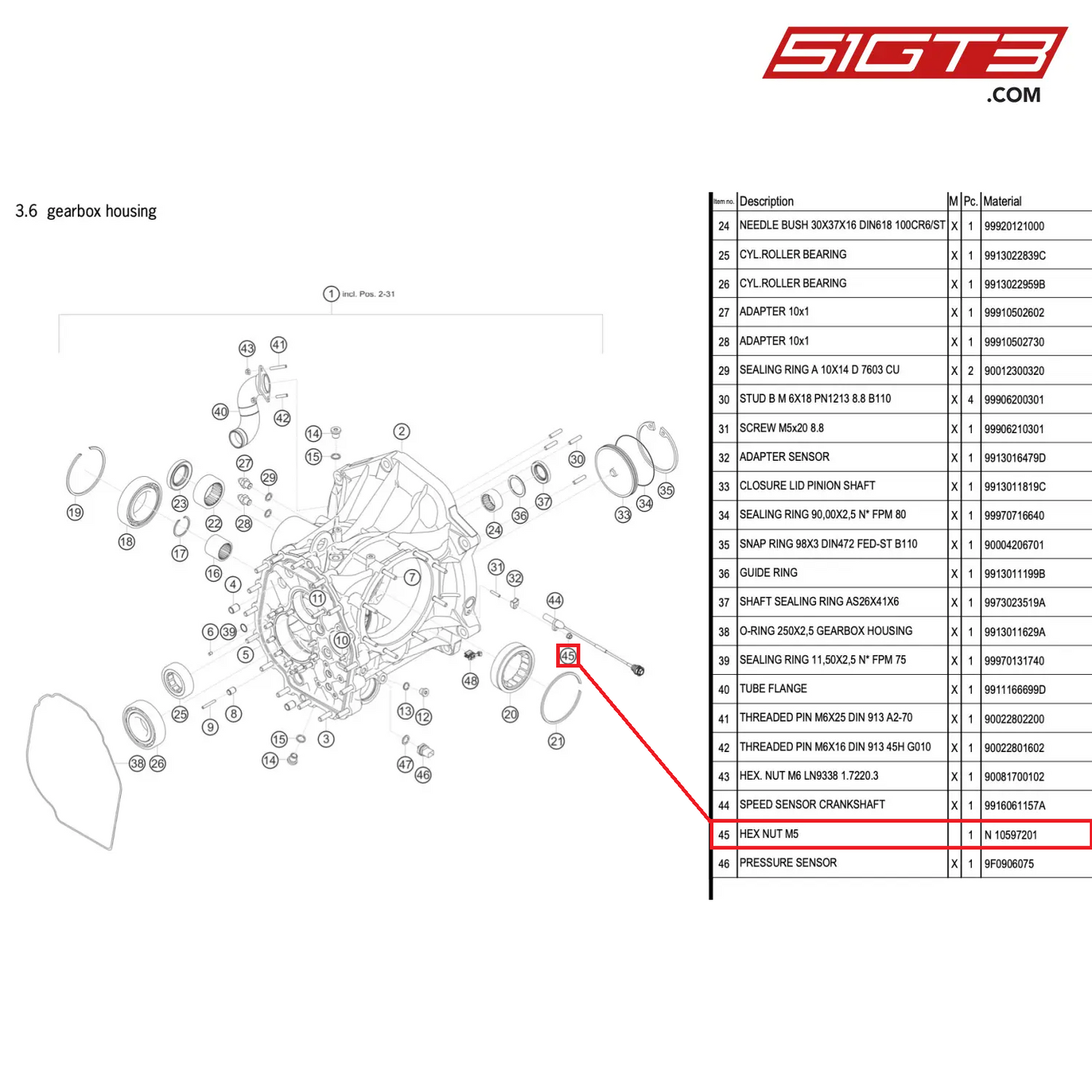 HEX NUT M5 - N-10597201 [PORSCHE 911 GT3 R Type 991 (GEN 2)]