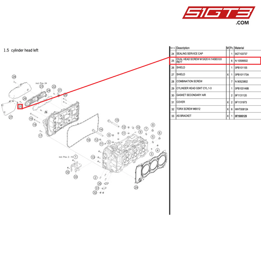 OVAL HEAD SCREW M 5X20 K I14583 8.8 R677 - N  10599502 [PORSCHE 992.1 GT3 Cup]